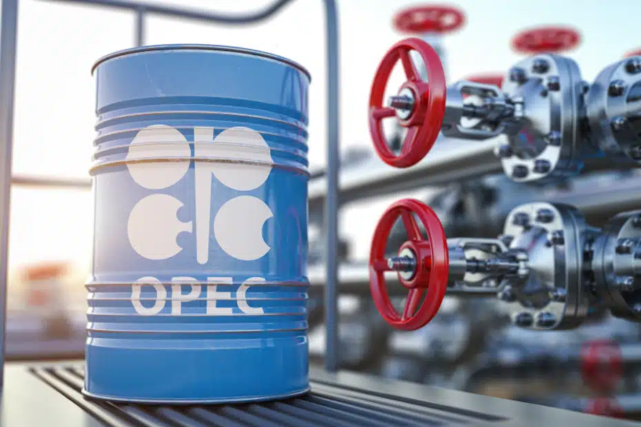 OPEC symbol on barrel of crude oil