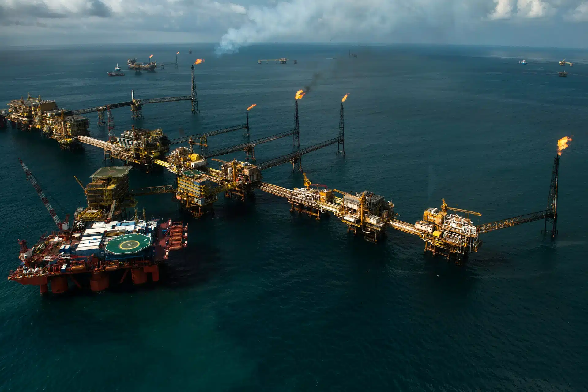 An offshore oilfield