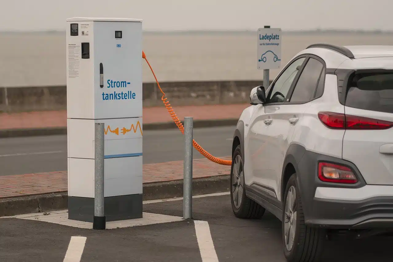Electric vehicle at the charging station