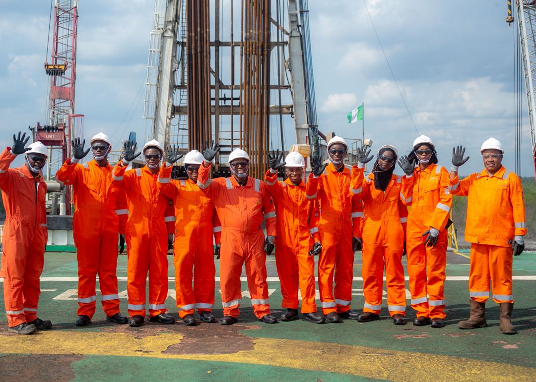 Oil and gas workers at an offshore assets