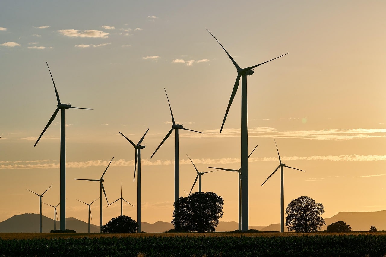 wind energy farm in a desert