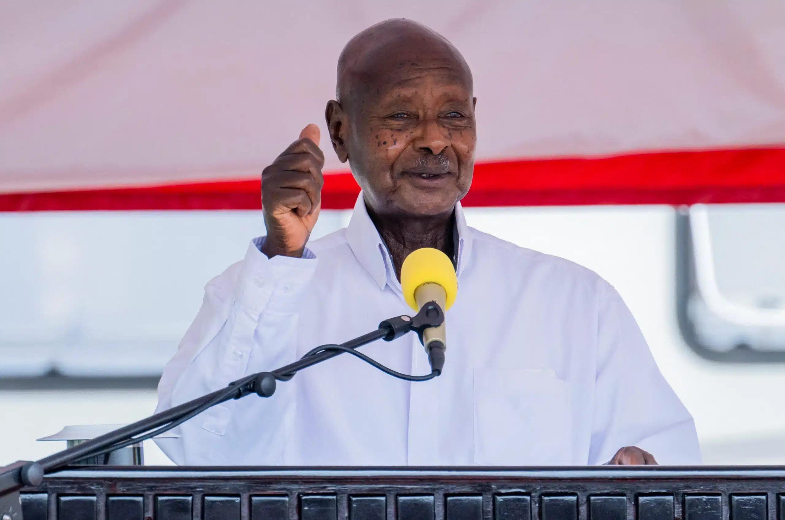 Uganda President, Yoweri K. Museveni giving a speech