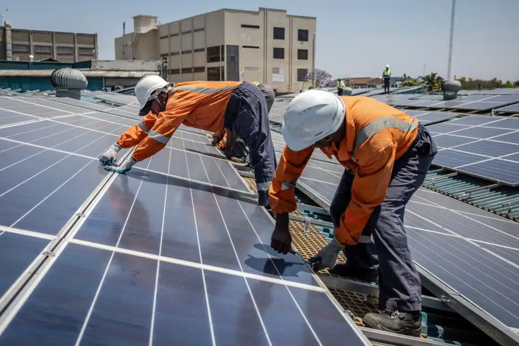 Africa's solar workers working on an installation